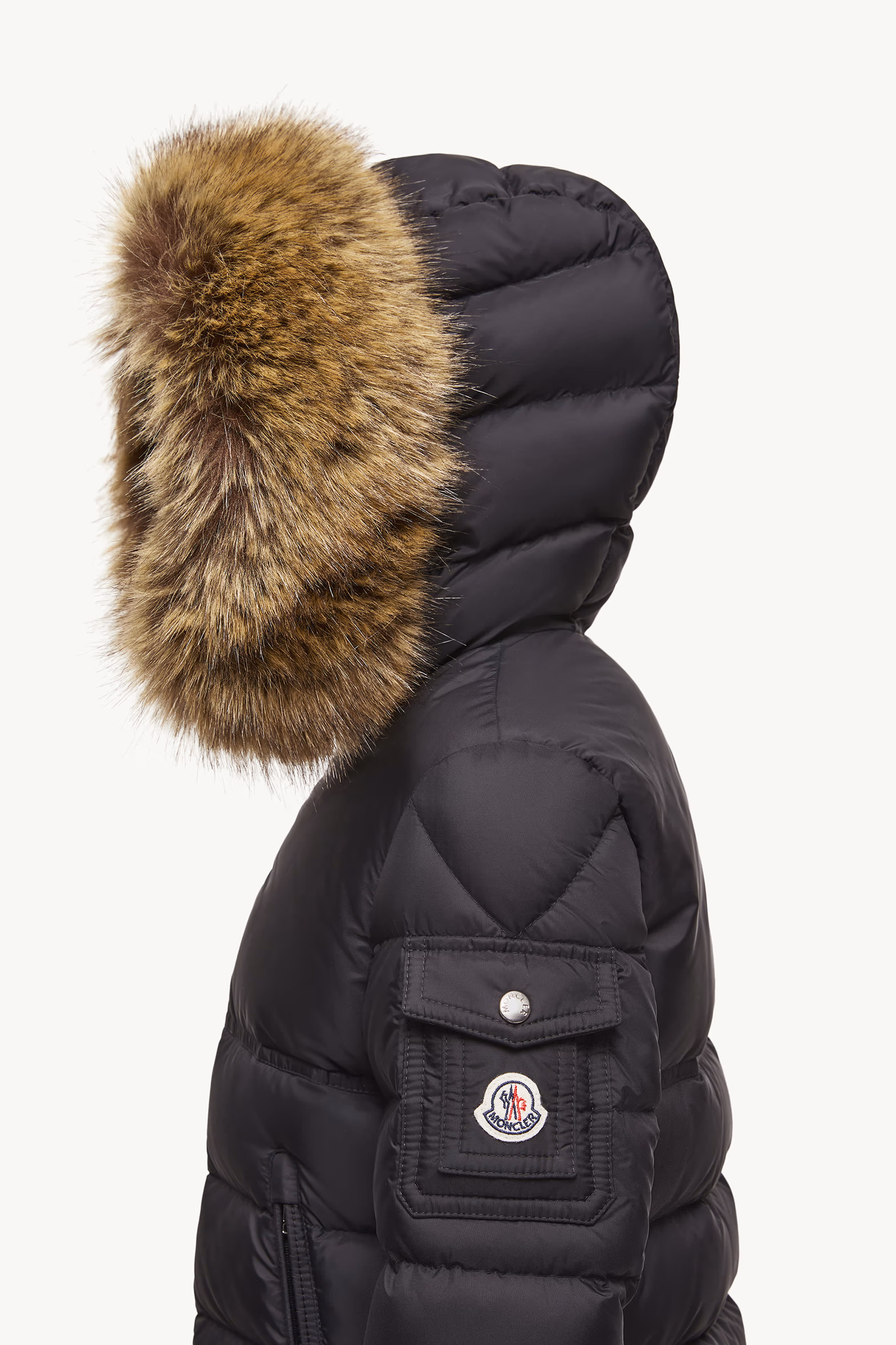 New Byronf Hooded Faux Fur-Trimmed Down Jacket Boy Black Moncler 2